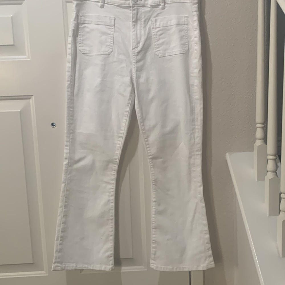 NWT LOFT High Waist Flare Crop White 29/8